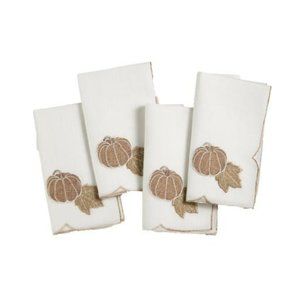 Homewear Pumpkin Set of 4 Napkins Ivory 18" X 18"